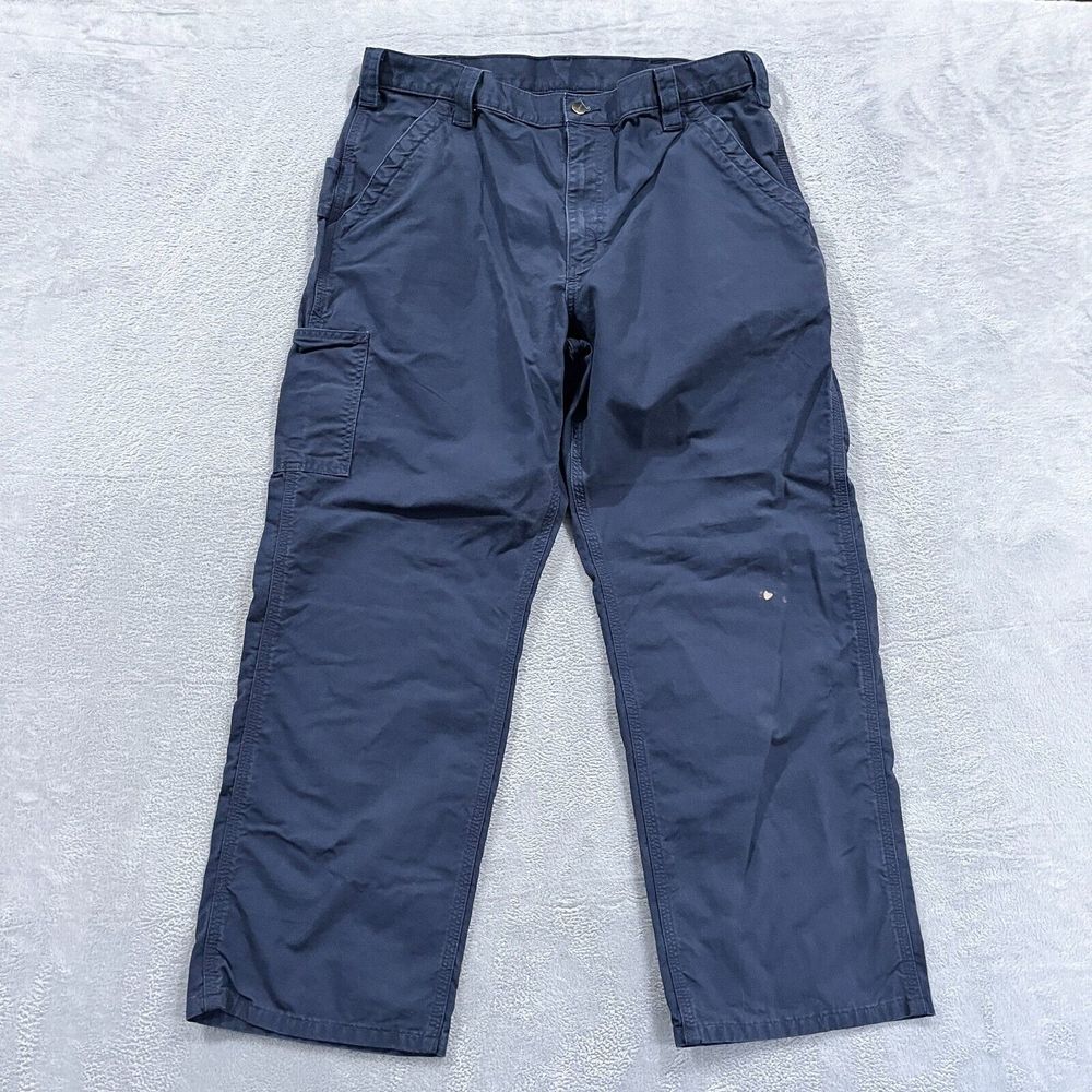 Carhartt Dungaree Pants Men's Loose Fit‎ 36x30* Blue B151-NVY Canvas Work